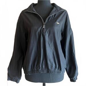 Vintage Antigua Women's Black Jacket Size M 3/4 Zip Pullover